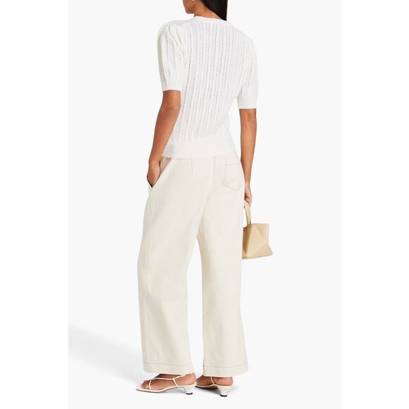 Derek Lam 10 Crosby Shea Pointelle-Knit Button Front Top - Picture 2 of 10